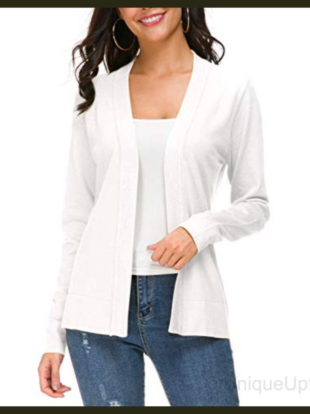 Long Sleeve Open Front Knit Cardigan Sweater Lightweight Shawl Collar
